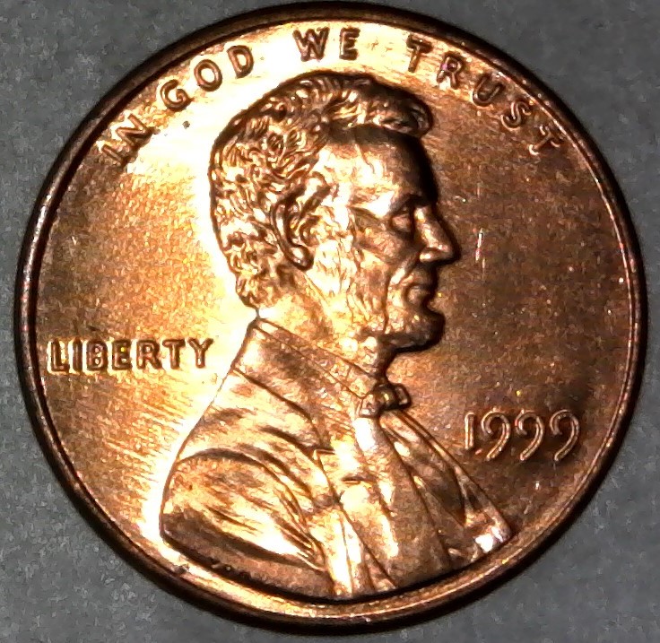 1999-P-Lincoln-Memorial-Cent-With-Nice-Column-Bar-DDR-To-The-Right